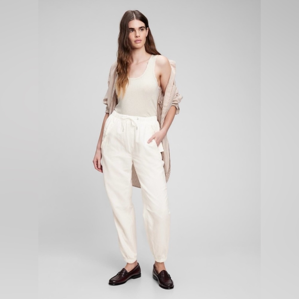 GAP High Rise Linen-Cotton Utility Joggers